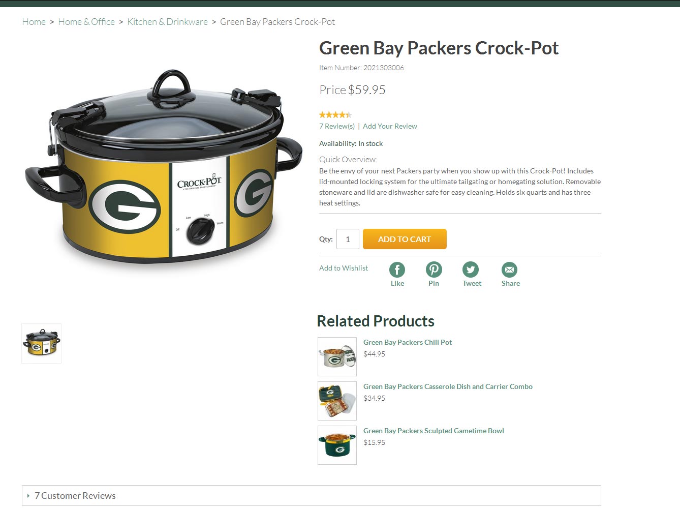 Best Buy: Crock-Pot Cook and Carry Green Bay Packers 6-Qt. Slow