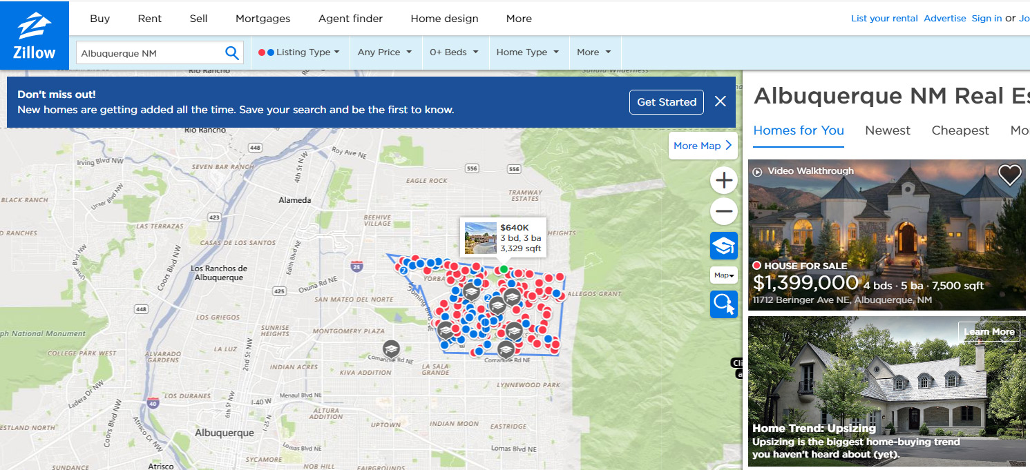 MLS listing website development, interactive map of property listings